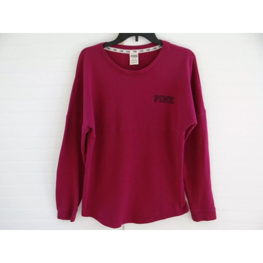 PINK Victoria’s Secret Sweatshirt Sz XS Maroon LOVE PINK Spell Out Pullover Top